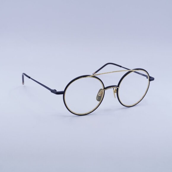 🕶️ New Thom Browne TB108 CNVYGLD50 Eyeglasses - Black/Gold Frame 50mm - Picture 5 of 9